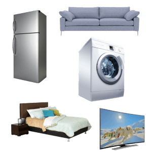 Multiple household items available for delivery